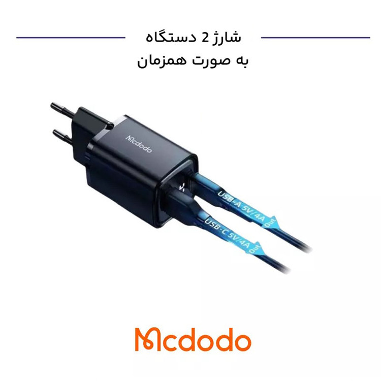 شارژر دیواری 33 وات دو پورت مک دودو مدل CH-1701