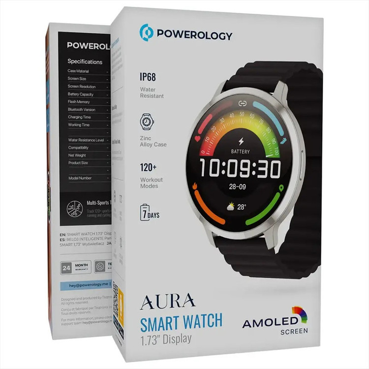 ساعت هوشمند 1.73 اینچی پاورولوژی مدل Aura PSWASW1801 با بند سیلیکونی