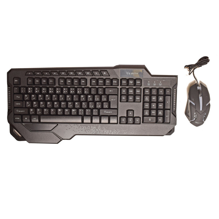 کیبورد و ماوس گیمینگ وریتی مدل V-KB6121GCW، سوییچ ممبران، Full-Size، نورپردازی LED RGB