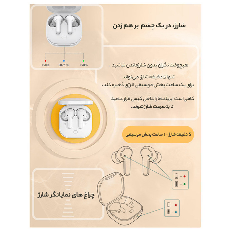 هدفون بلوتوثی کیو سی وای مدل T13 TWS